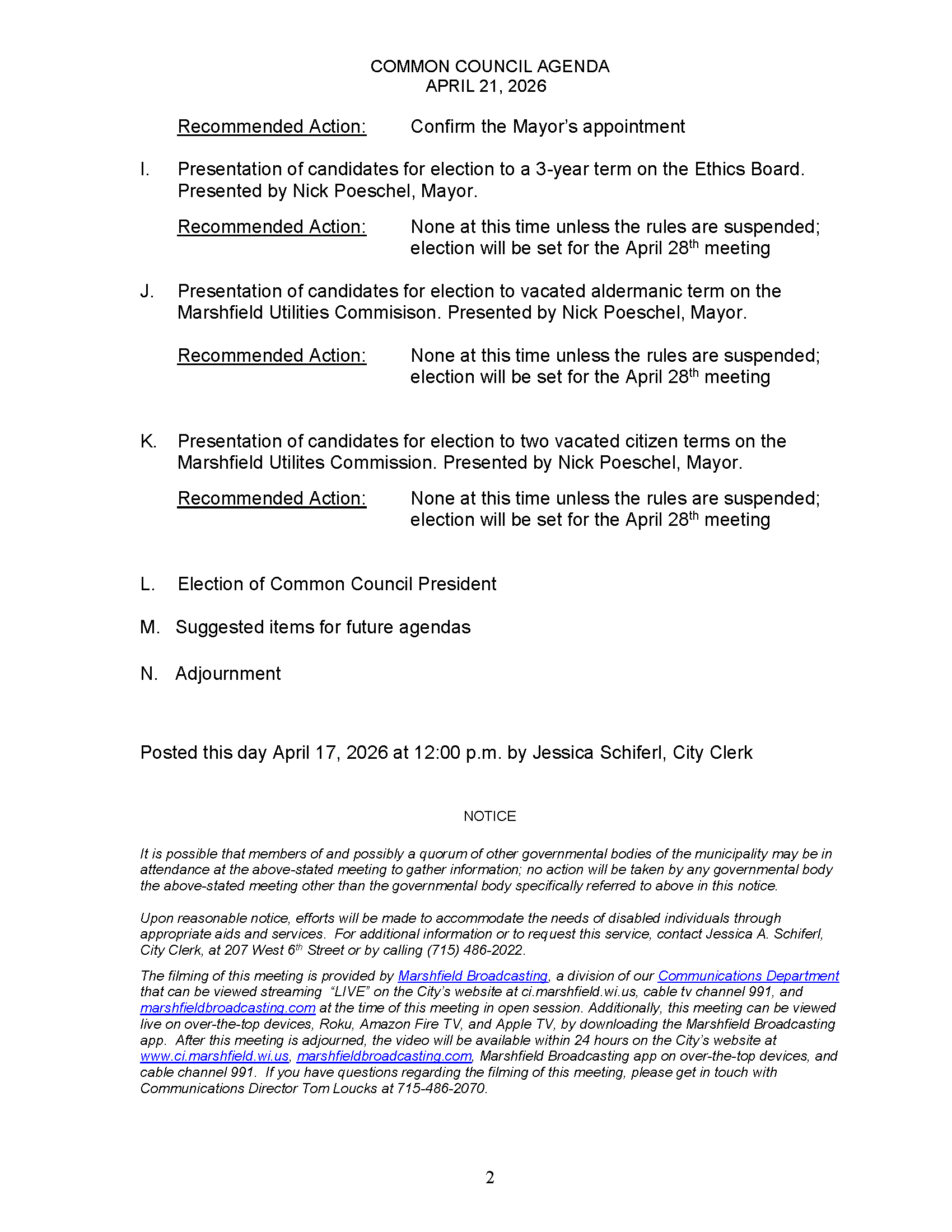 Community announcement